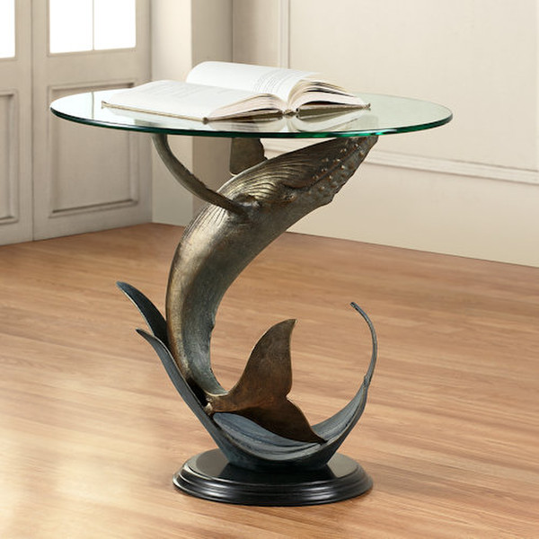 Ocean Whale Sculptural Side Table hand-sculpted and finished to perfection